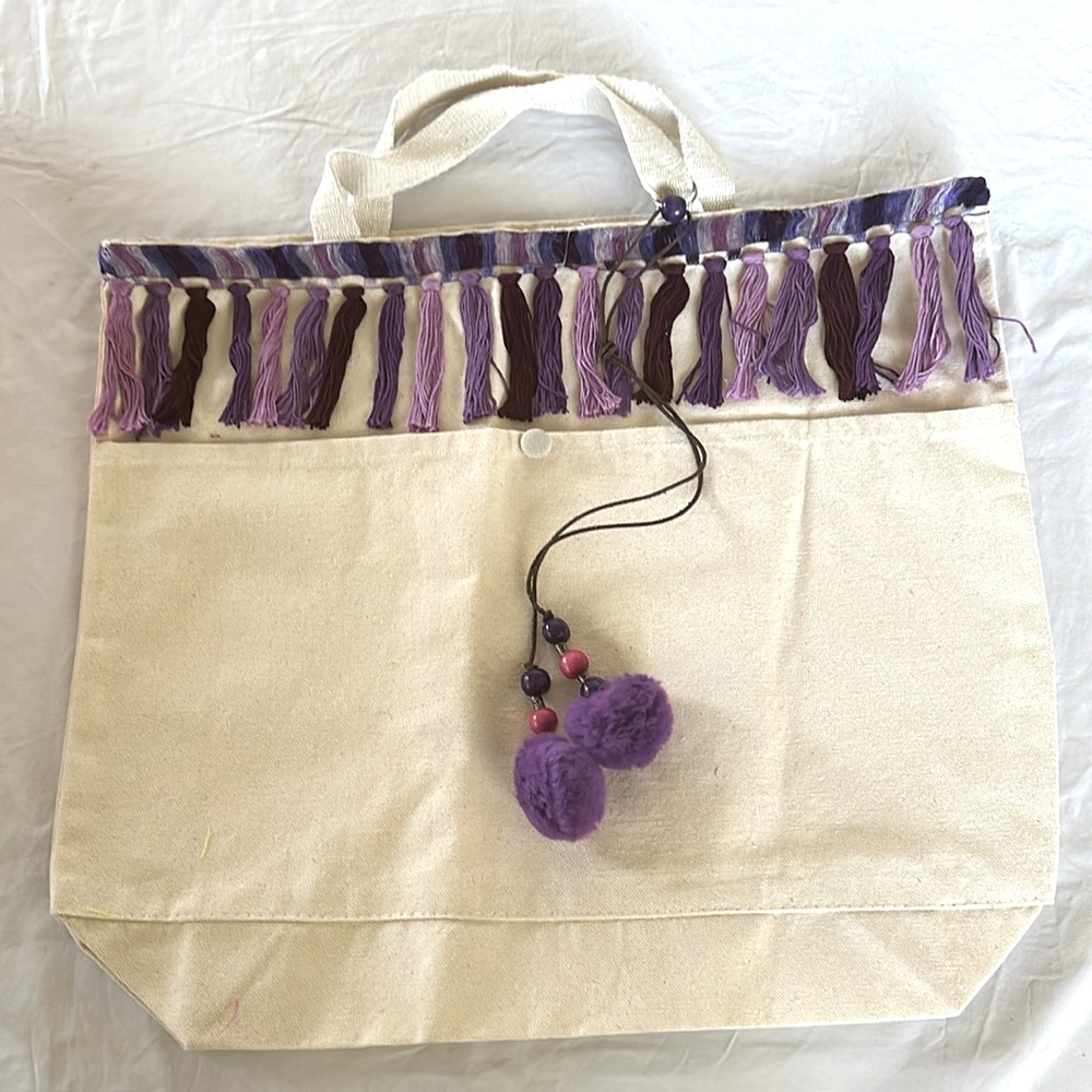 Handmade large canvas travel tote